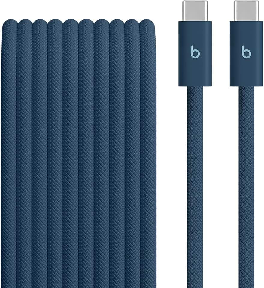 Beats 240W USB-C to USB-C Braided Cable, Fast Charging, Durable/Tangle Free, Compatible with Apple and Android Devices (3 m/10 ft) – Nitro Navy