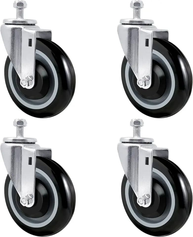 5" Casters Replacement Shopping Cart Wheels, Polyurethane Stem Casters Set of 4 Wheels for Cart Loading Capacity 1400lbs Total