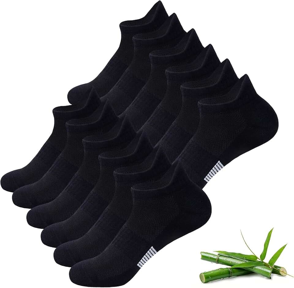 Niorasen Women's Bamboo Viscose Ankle Socks, 6 Pairs, Low Cut
