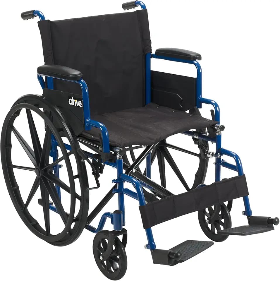 Drive Medical Blue Streak Lightweight Wheelchair, Footrests, 16" Seat
