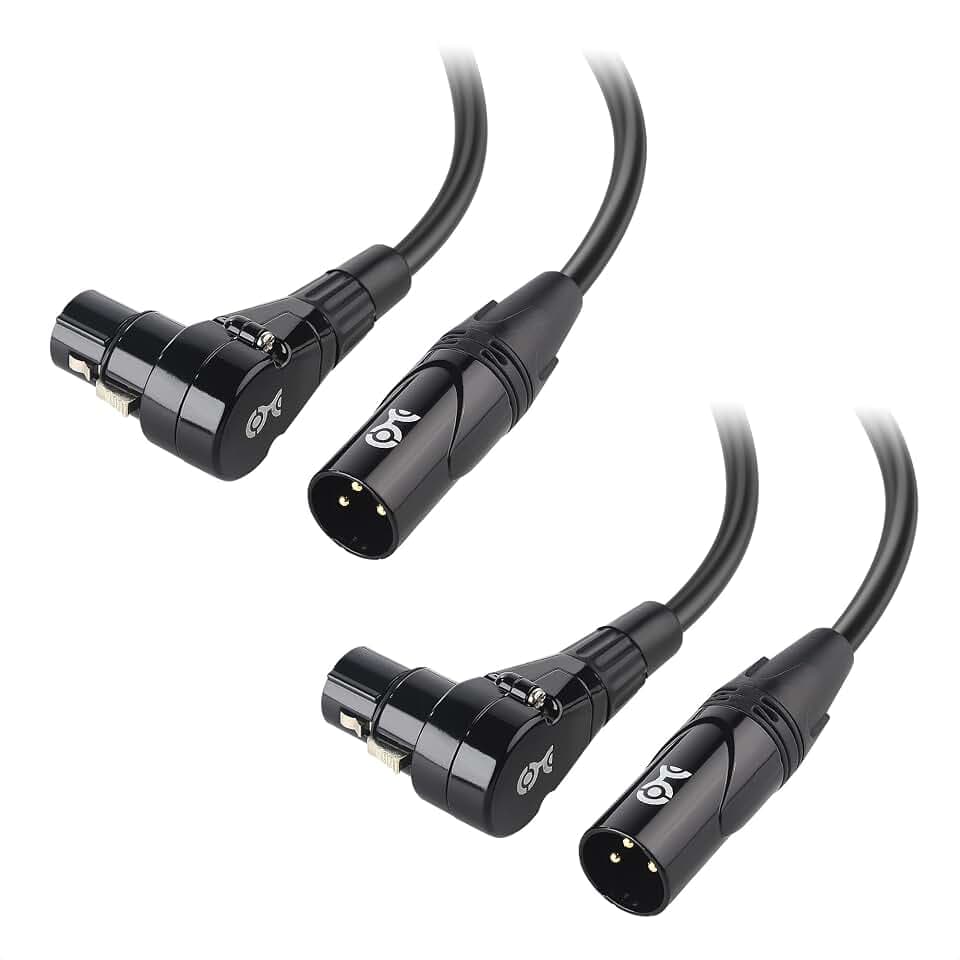 Cable Matters 2er-Pack XLR rechtwinkliges Mikrofonkabel, 0,15m, Schwarz