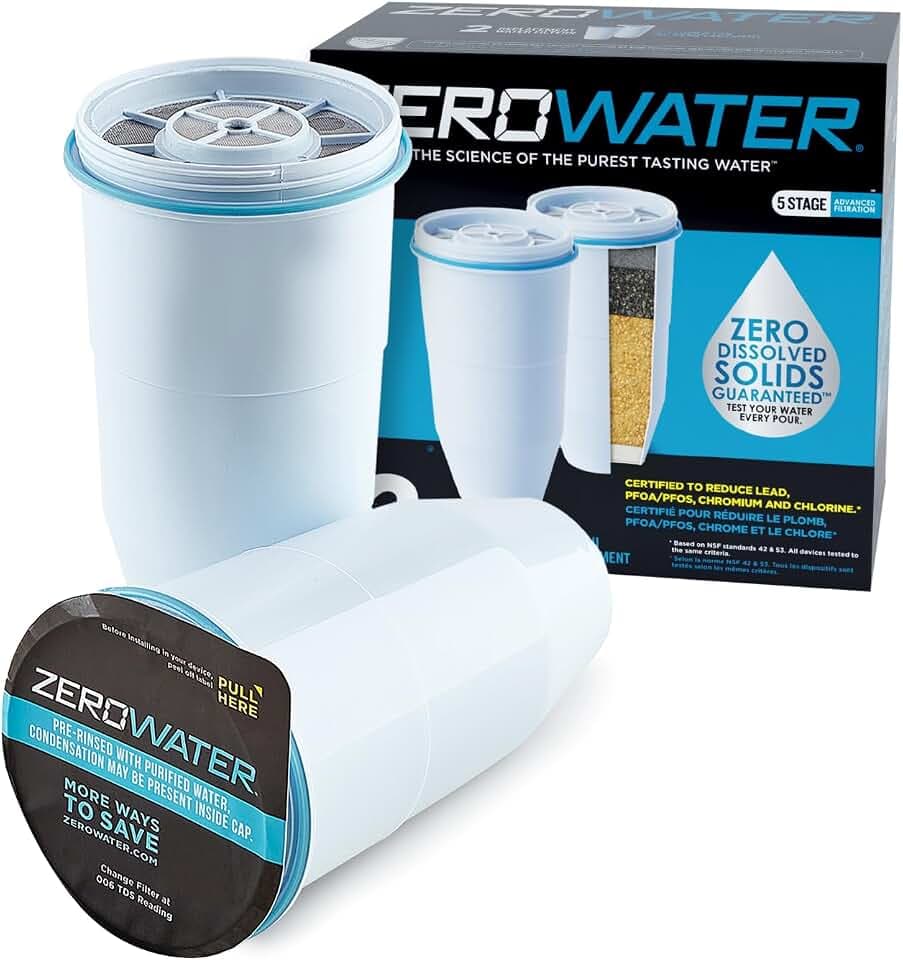 ZeroWater Official Replacement Water Filter Removes PFOA/PFOS 2-Pack