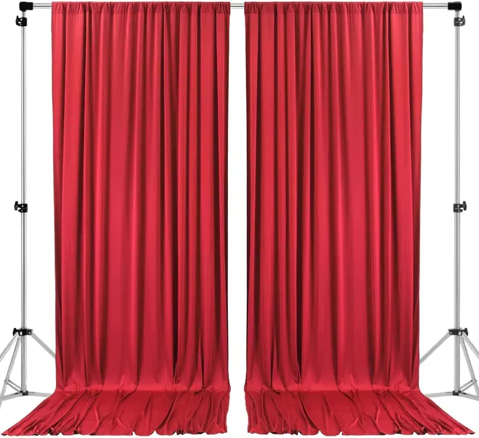AK TRADING CO. 10 feet x 10 feet Polyester Backdrop Drapes Curtains Panels with Rod Pockets - Wedding Ceremony Party Home Window Decorations - RED (DRAPE-5x10-RED)
