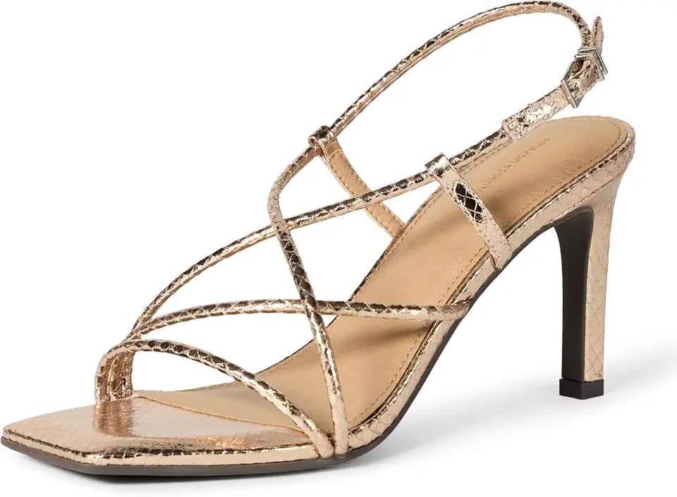 Amazon Essentials Women's Strappy Stiletto Heel Sandals with Ankle Strap