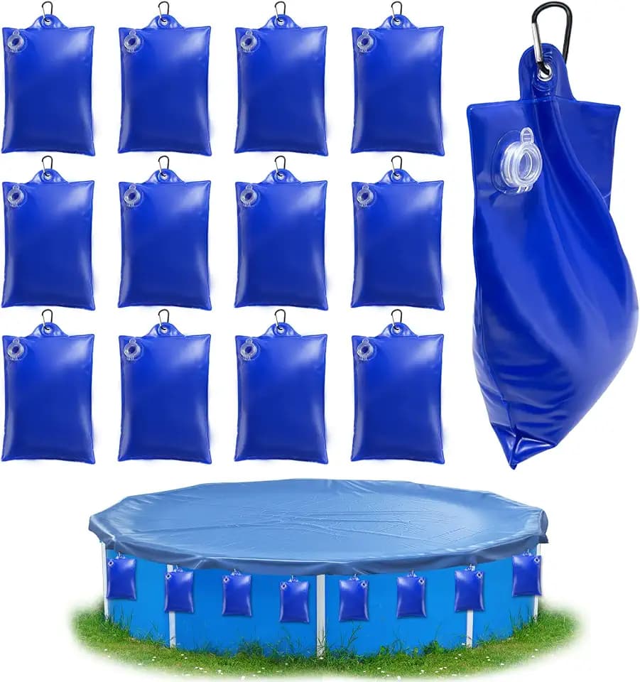 TZEKING 12 Stück Poolabdeckung Gewichte Wassersack, Pool-Wasserbeutel