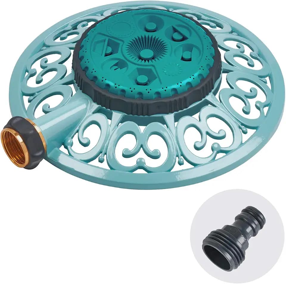 Melnor 65101-AMZ Sprout Metal 8-Pattern Sprinkler and QuickConnect Product Adapter Amazon Bundle, Gooseberry Green