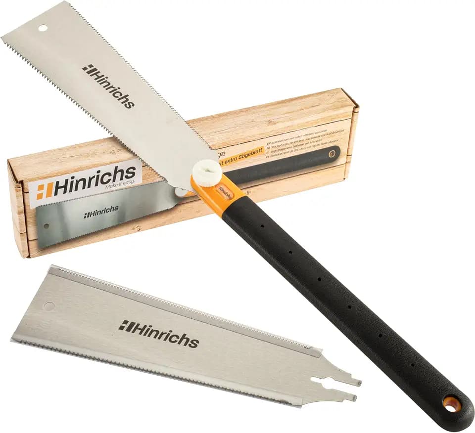Hinrichs Ryoba-Säge Typ Japansäge 25 cm - Holzsäge aus Karbonstahl - Doppelseitige Säge für Holz & Kunststoff - Zugsäge - Set inkl Wechsel-Sägeblatt - Handsäge im Japanischen Stil