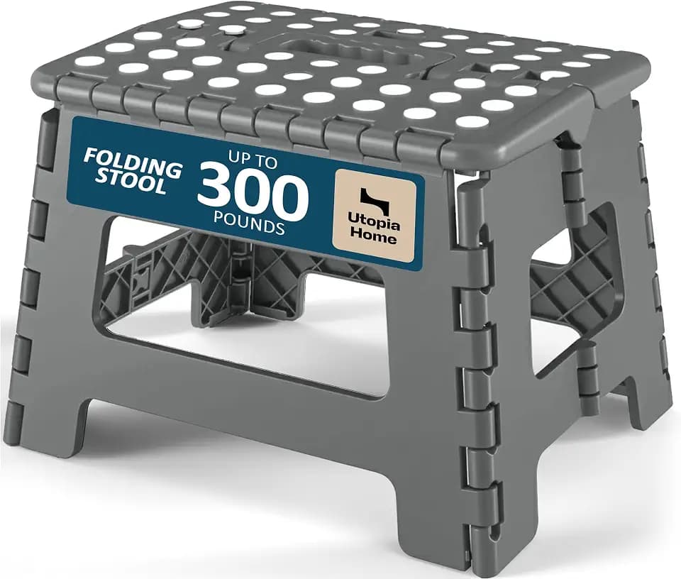 Utopia Home Folding Step Stool 9 Inch, Anti-Slip, Grey, 1-Pack