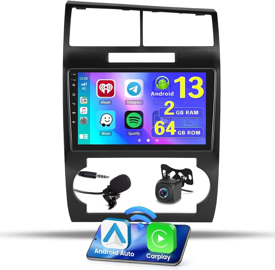 [4Core 64G] Android 15 Car Stereo for Dodge Charger/Magnum 2005-2007, Hikity 9'' Touchscreen Charger/Magnum Radio Wireless Carplay Android Auto Mirror Link GPS 5G WiFi Bluetooth FM/EQ Backup Cam