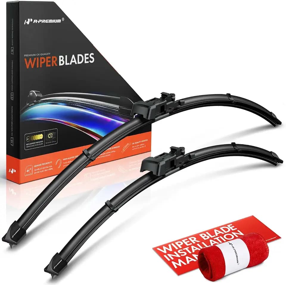 A-Premium 26" + 21" Windshield Wiper Blades with Wear Indicator & Towel