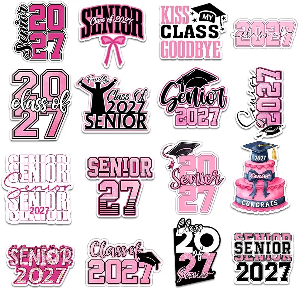 (16pcs-3in) Senior 2027 Sticker Stickers Graduation High School Class Gifts