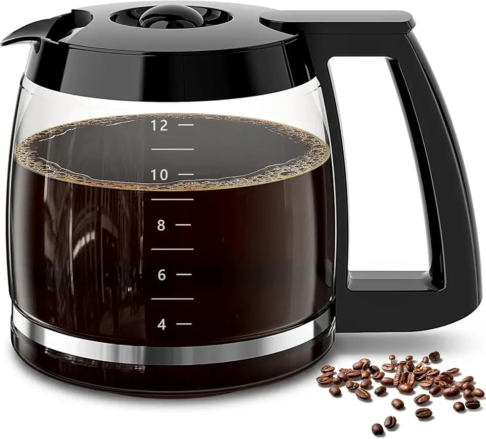 12-Cup Coffee Pot Replacement for Cuisinart Coffee Maker DCC-1100BK,DCC-1200,SS-12,SS-15,SS-16,DCC-2650,DGB-550,DGB-625BC,DGB-700BC,CHW-12. Glass Carafe with Sturdy Handle, Drip-Free Spout.