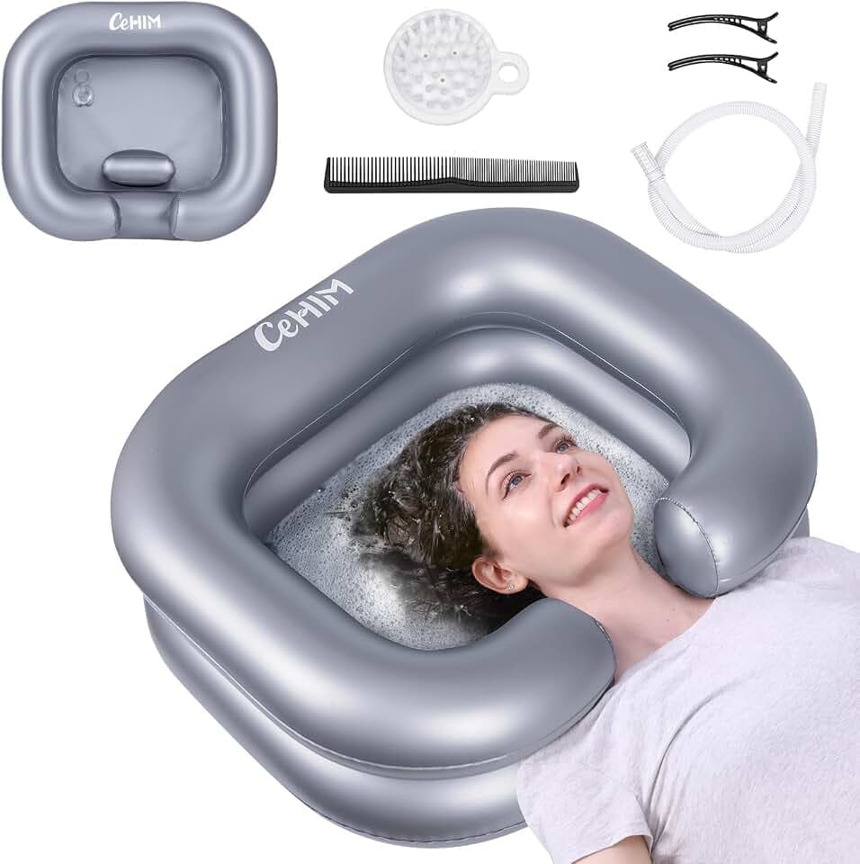 Inflatable Shampoo Basin - Portable Shampoo Bowl, Hair Washing Basin for Bedridden, Disabled,Injured, Hair Wash Tub for Dreadlocks and at Home Sink Washing