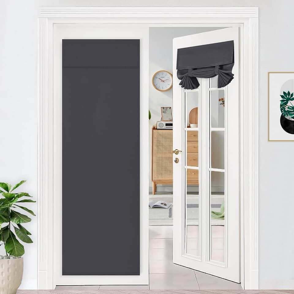 DWCN Blackout French Door Curtains, Set of 1 Panel, 26x72 Inch, Dark Grey