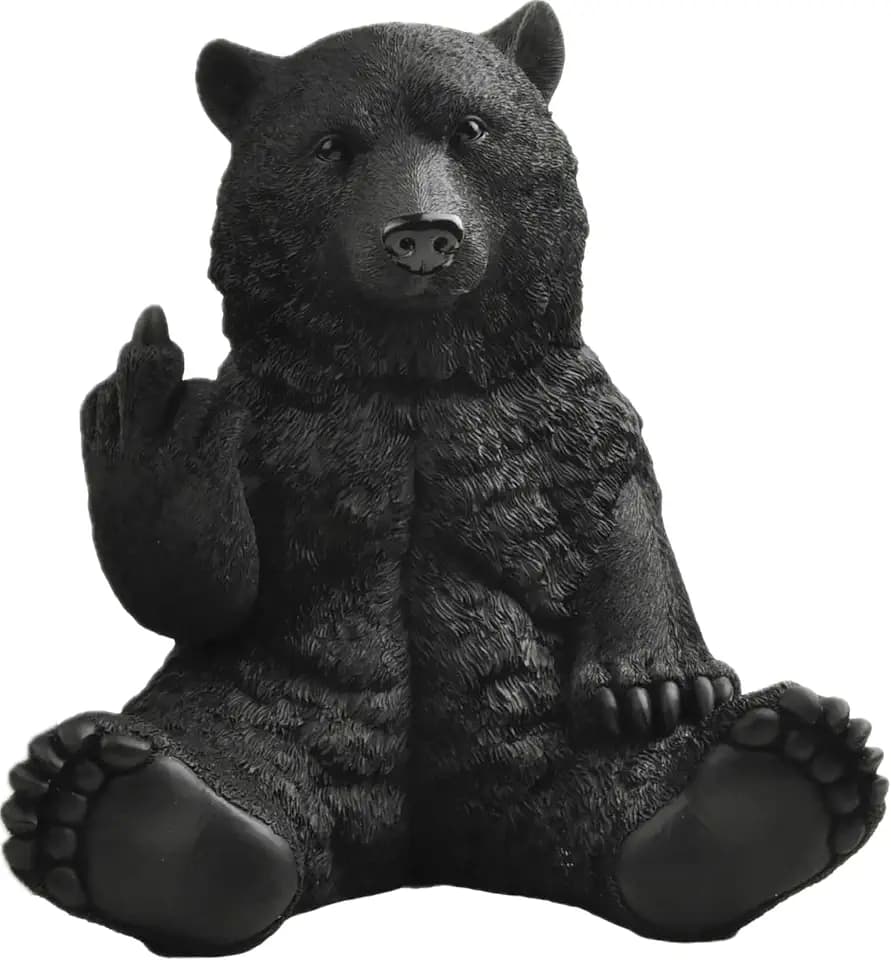 12" Hilarious Papa Bear Middle Finger Statue – Outdoor Decor