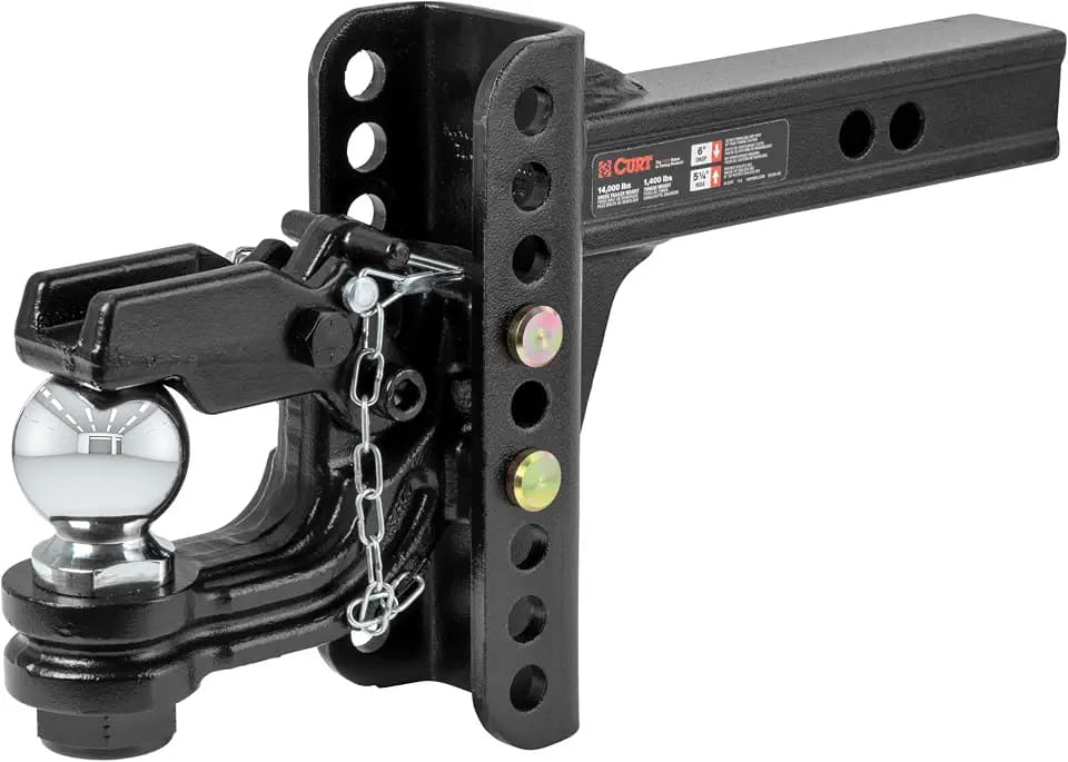 CURT 45907 Adjustable Ball and Pintle Channel Mount, 2" Shank, 13,000 lb