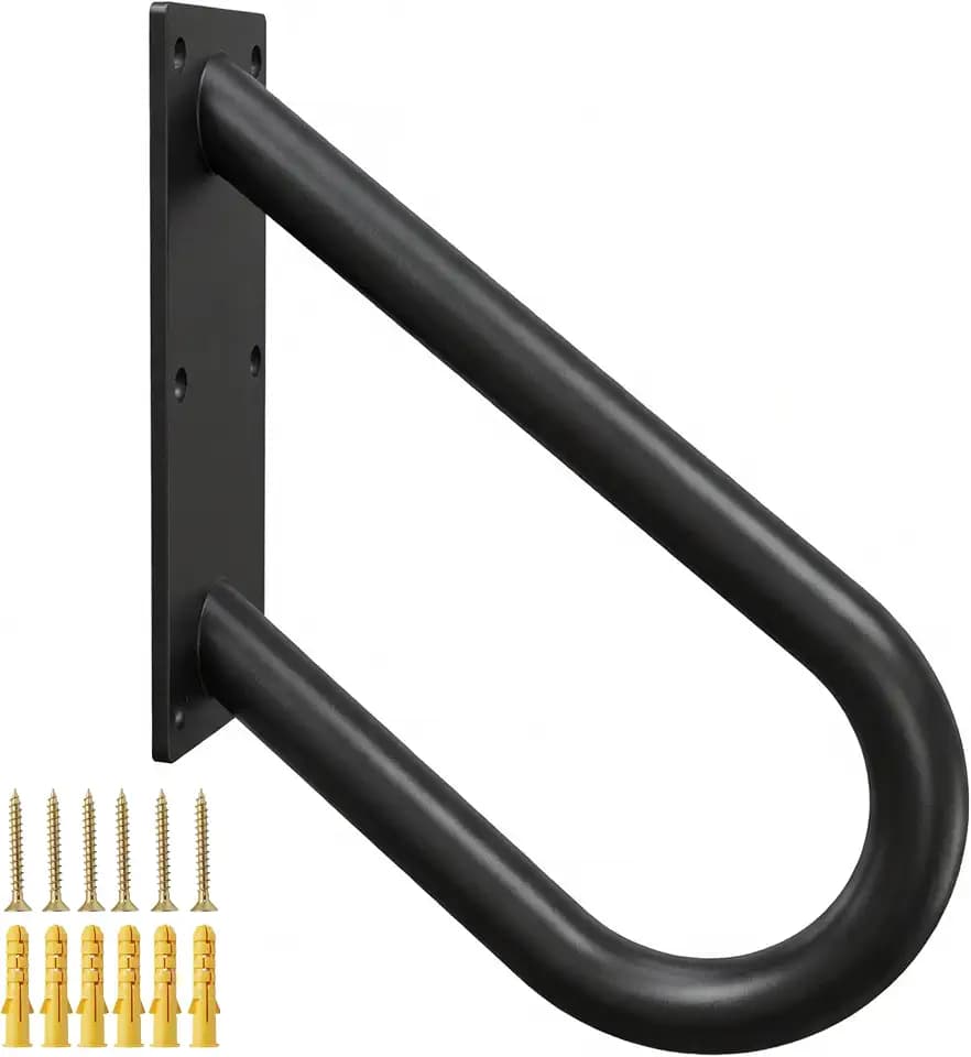 U-Shaped Pipe Grab Handrail Wall Mount, Non-Slip Stair Railing for 1-2 Steps, Indoor Outdoor Porch Garage Patio Garden Entrance