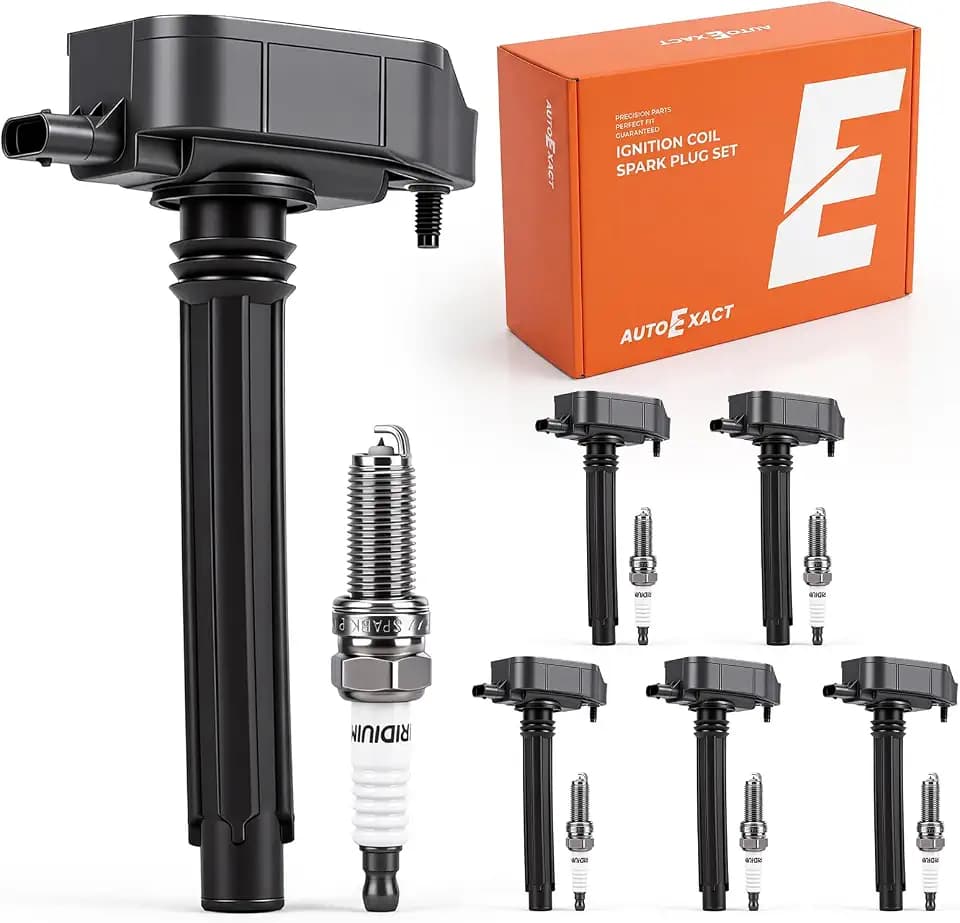 Autoexact Ignition Coil Pack and Iridium Spark Plugs Kit Fit for Jeep 2016-2022 Grand Cherokee Wrangler Gladiator Chrysler Pacifica Dodge Durango Ram 1500 3.6L V6, Replacement for UF807 97390 6 Sets