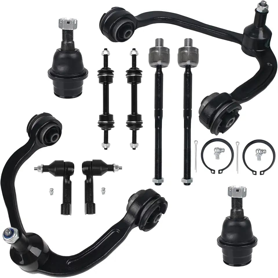 KUSATEC 10pcs Front Upper Control Arms Fit for 2009 2010 2011 2012 2013 2014 Ford F-150 Suspension kits w/Ball joints Sway bars Tie Rods; K80306 K80308