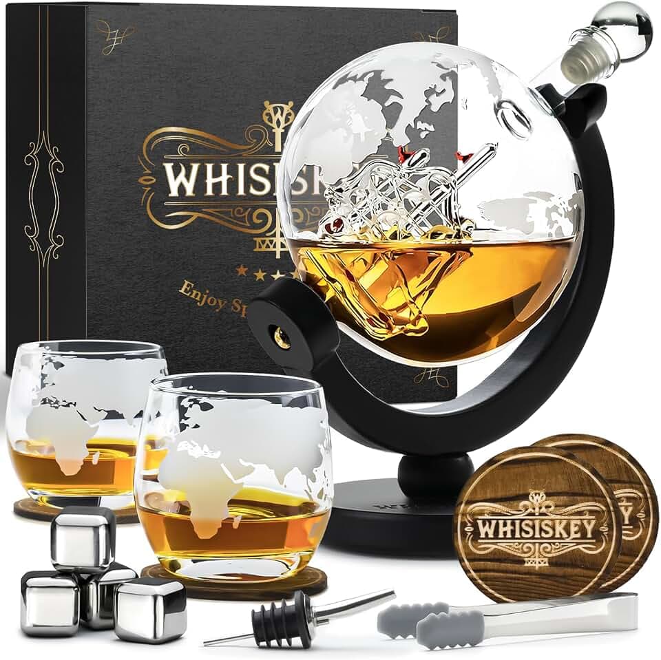 WHISISKEY Whisky Karaffe Set - Whiskey Geschenkset - Geschenke für Männer