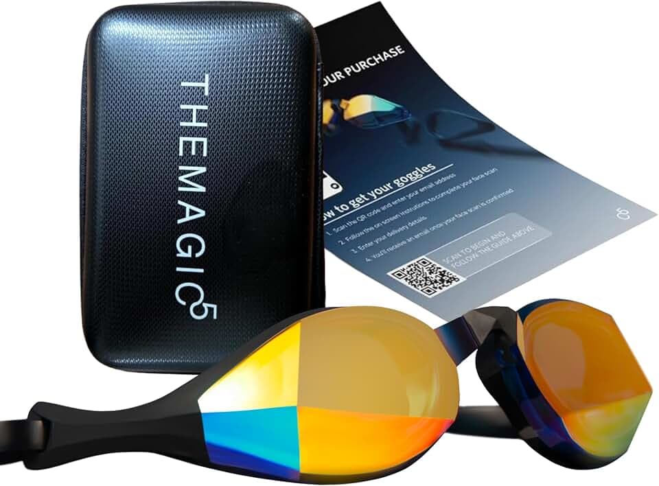 VECTOR Custom Fit Swim Goggles for Men and Women - QR Code Ships by Mail