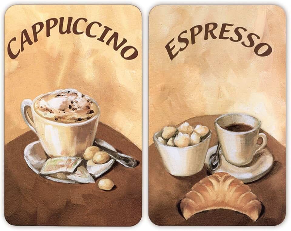 WENKO Herdabdeckplatte Universal Kaffee, 2er Set Herdabdeckung für alle Herdarten, Gehärtetes Glas, 30 x 52 cm, mehrfarbig