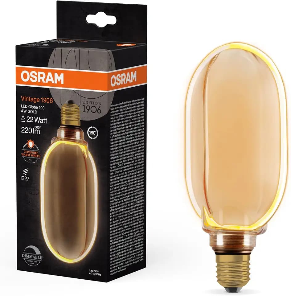 Osram Vintage 1906 Globe 100 Filament O Lamp DIM 4W 818 Gold E27