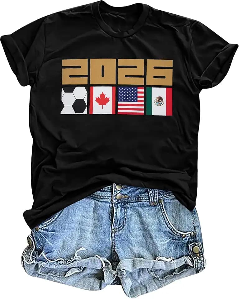 BANGELY Soccer Cup 2026 Shirt Women USA Football Match Season Jersey Game Day T-Shirt Funny Soccer Graphic Short Sleeve Shirt