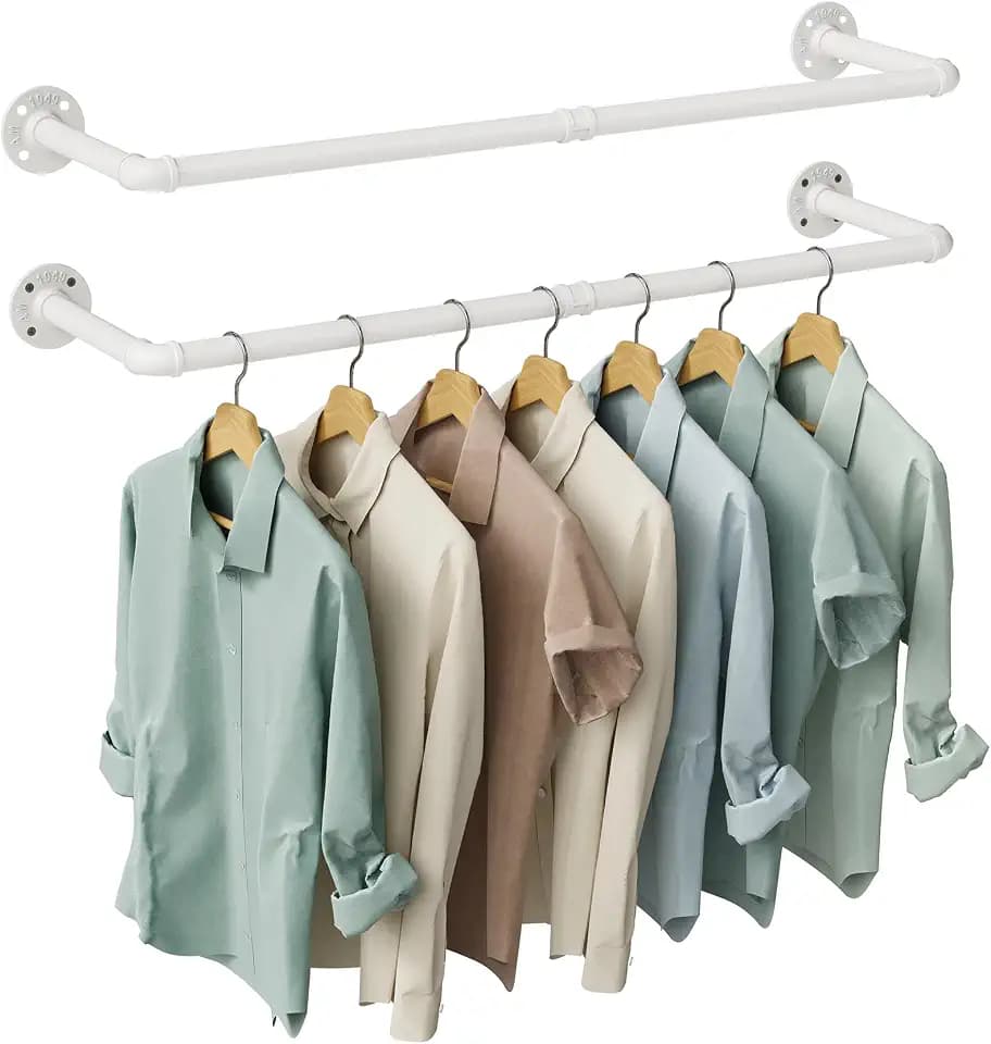 OROPY 38.4" Industrial Pipe Clothes Rack Wall Mounted, Heavy Duty, 2 Pack