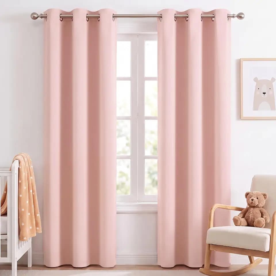 NICETOWN Blush Pink Room Darkening Curtains 84 Inches Long 2 Panels