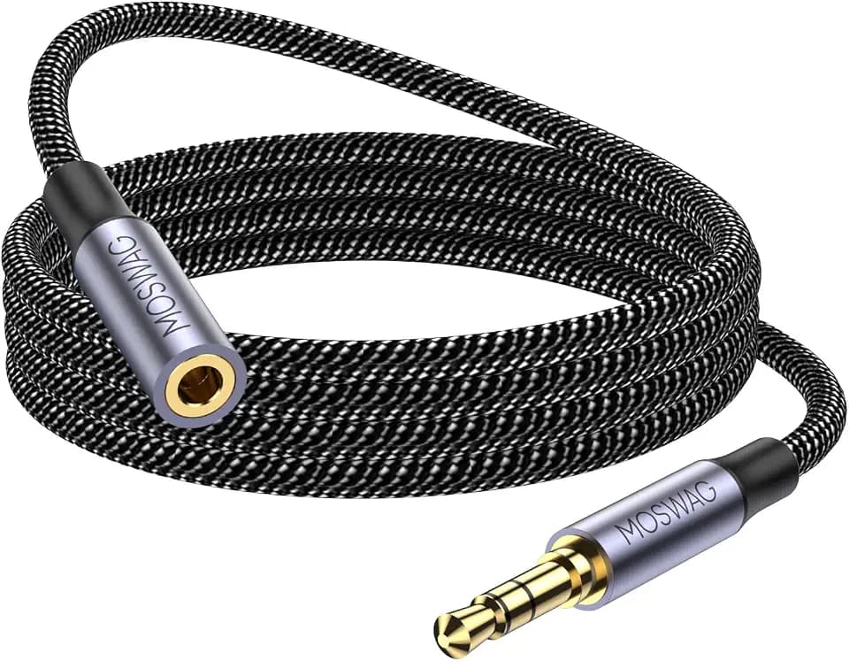 MOSWAG 10FT 3.5mm Extension Cable Audio Male to Female Stereo Extension