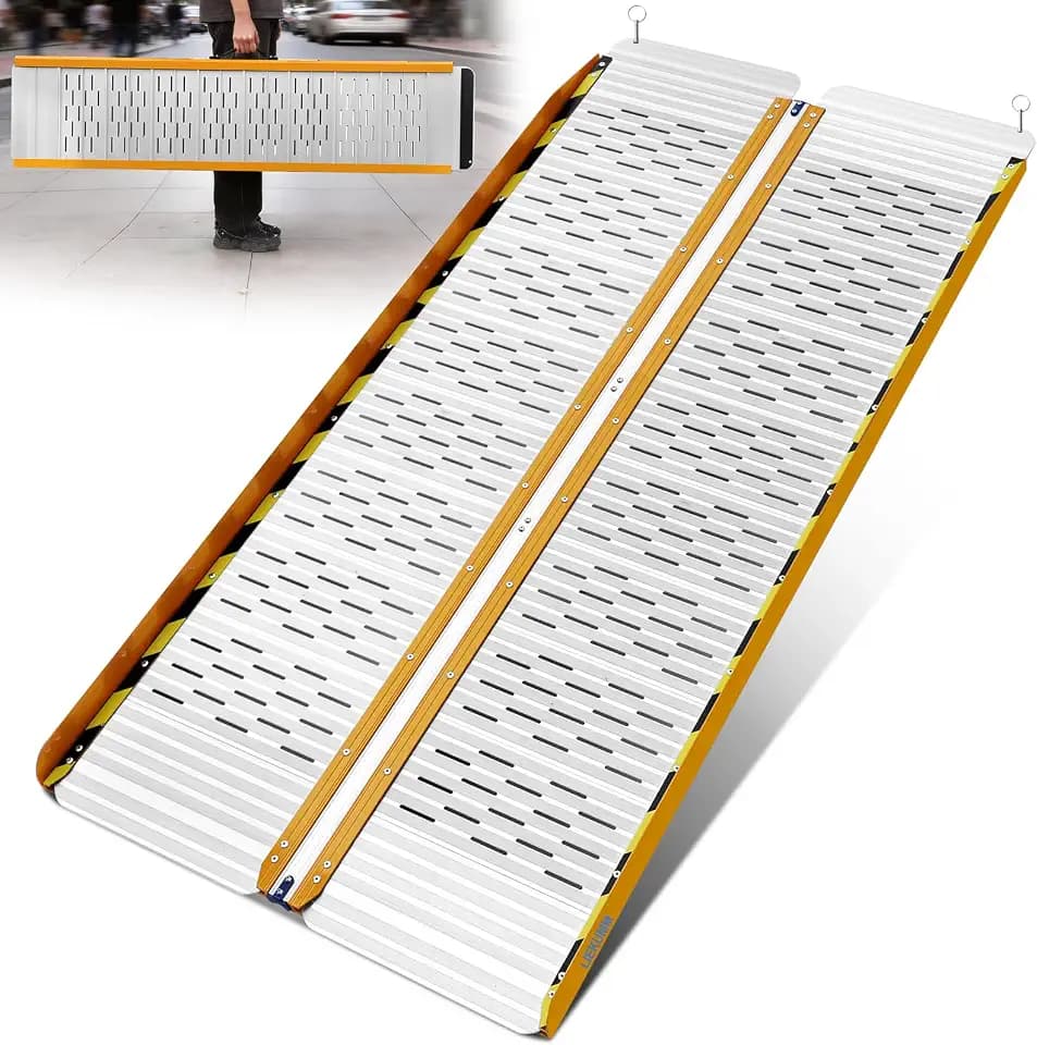 LIEKUMM Rollstuhlrampe Klappbar, 152cm Alu Rampe Rollstuhl, 300kg Tragkraft