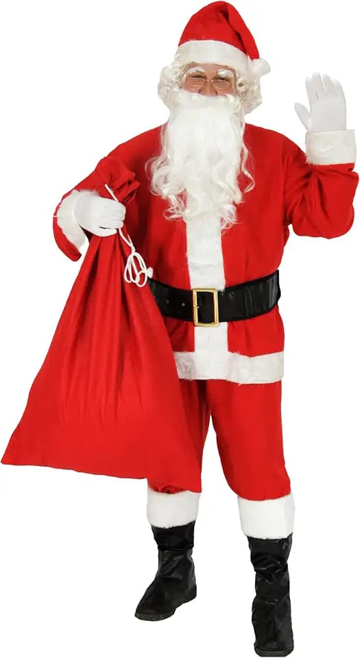Weihnachtsmannkostüm Kostüm mit Geschenkesack- 10-teilig - Größe S - XXXXL, Größe:L