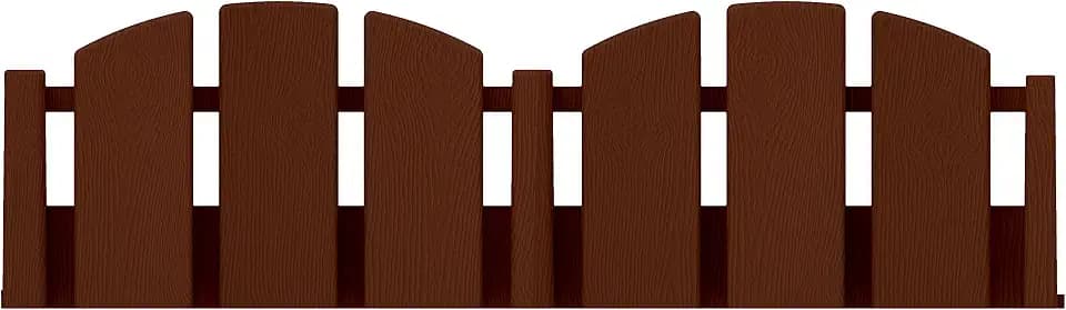 EasyFlex No-Dig Landscape Edging with Anchoring Spikes, 4.5 in. Tall Decorative Adirondack Wood-Look Fence Garden Border, 15 Foot Kit, Brown (3600BR-15C-6)