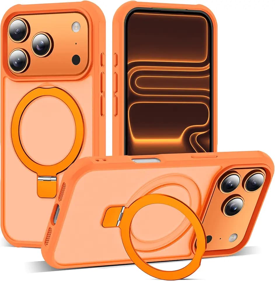 SKYLMW Compatible with iPhone 17 Pro Case with Stand,Orange