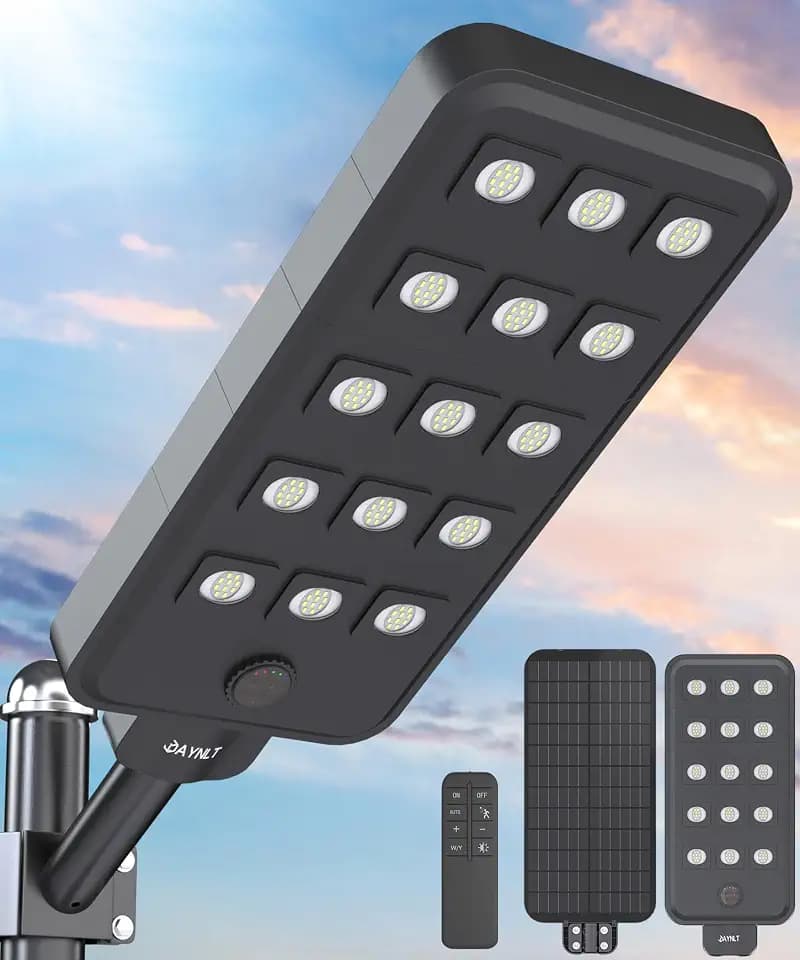 JAYNLT X-15000W Solar Straßenlaterne für Außen, 6500K Solarleuchten Superhelles Solarlampen mit Bewegungssensor, IP67 Wasserdicht Flutlicht Sicherheitsleuchte für Parkplatz Garage