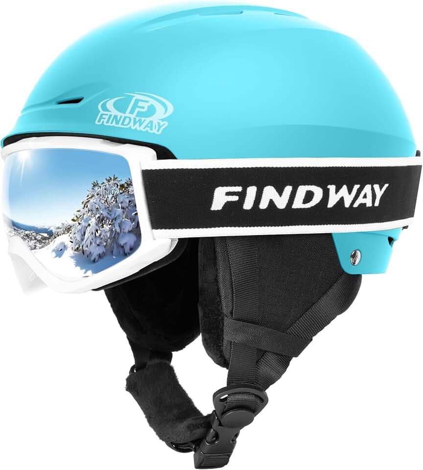 Findway Ski Helmet Set, Snowboard Helmet with Goggles for Adults [Shockproof] Safety Durable ABS Shell and Protective EPS Foam Inner Shell, Snow Sports Helmet and Glasses for Men Women Youth
