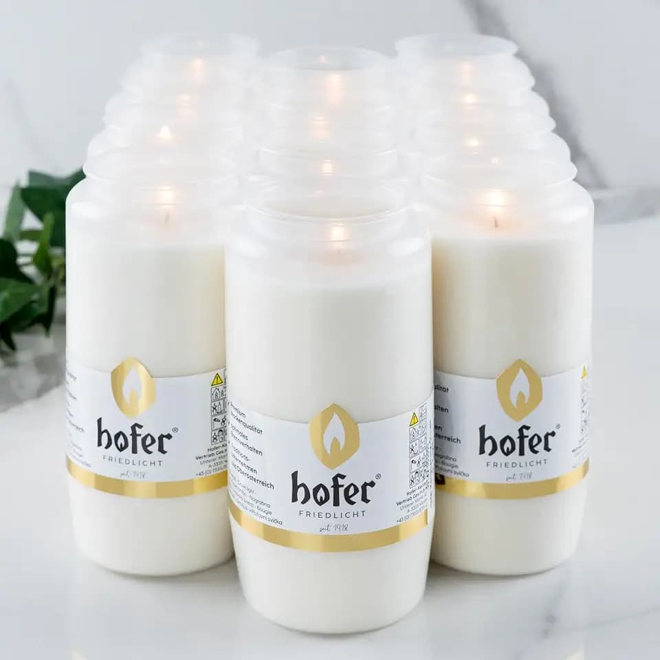 HOFER Öllicht Nr. 7, Grablicht, Grabkerze, Brenndauer ca. 96h, weiß, 12 Stk