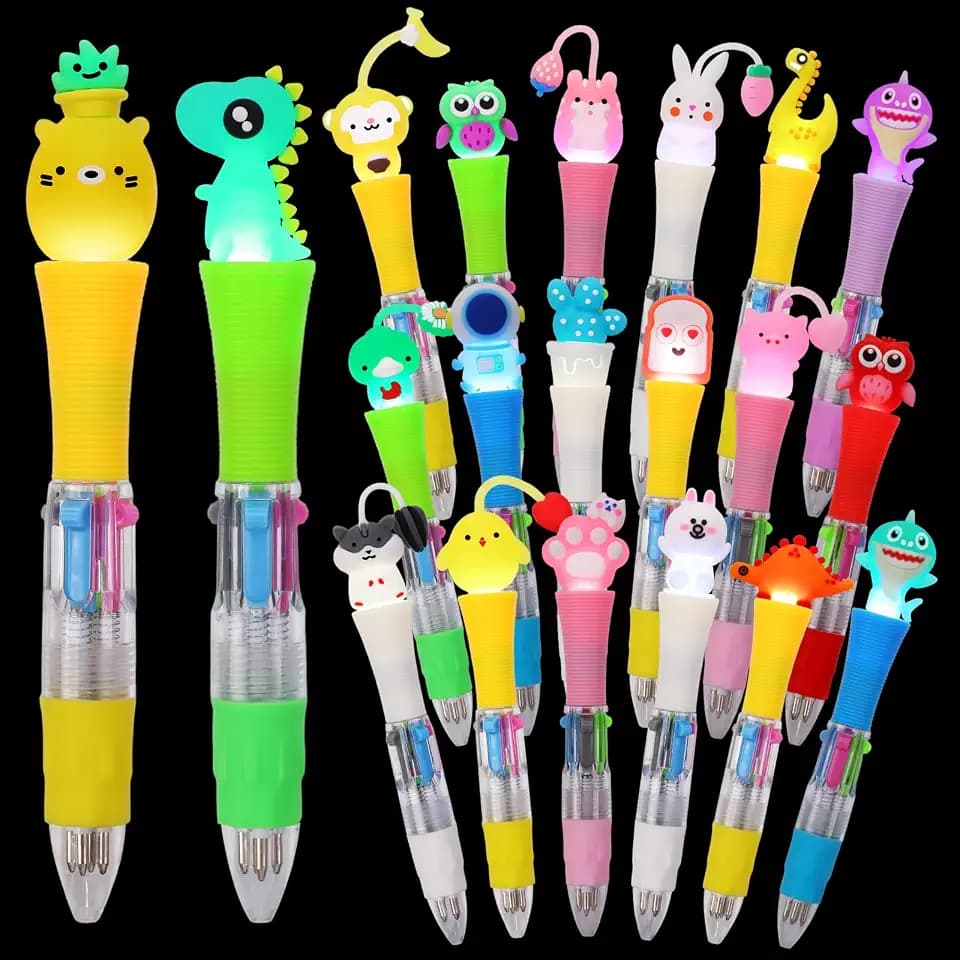 CZWZ 20Pcs Multicolor Pens in One 4-in-1 Cute Pens Bulk, Ballpoint Pen for Birthdays and Parties, Fun Gifts Assorted Ink Kawaii Pen(Style-2)
