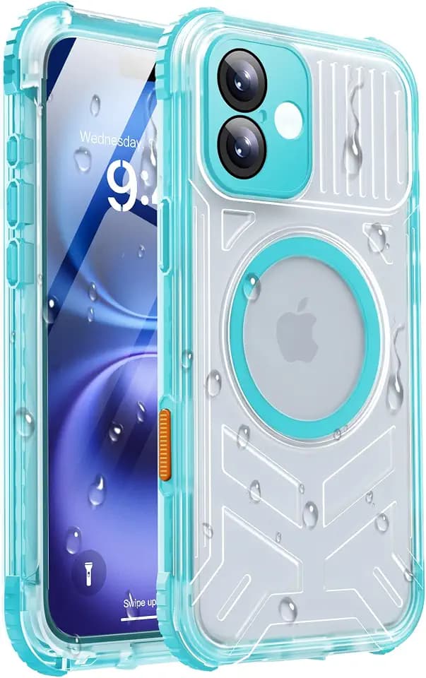 IP68 Waterproof Case for iPhone 16, Magnetic, Teal