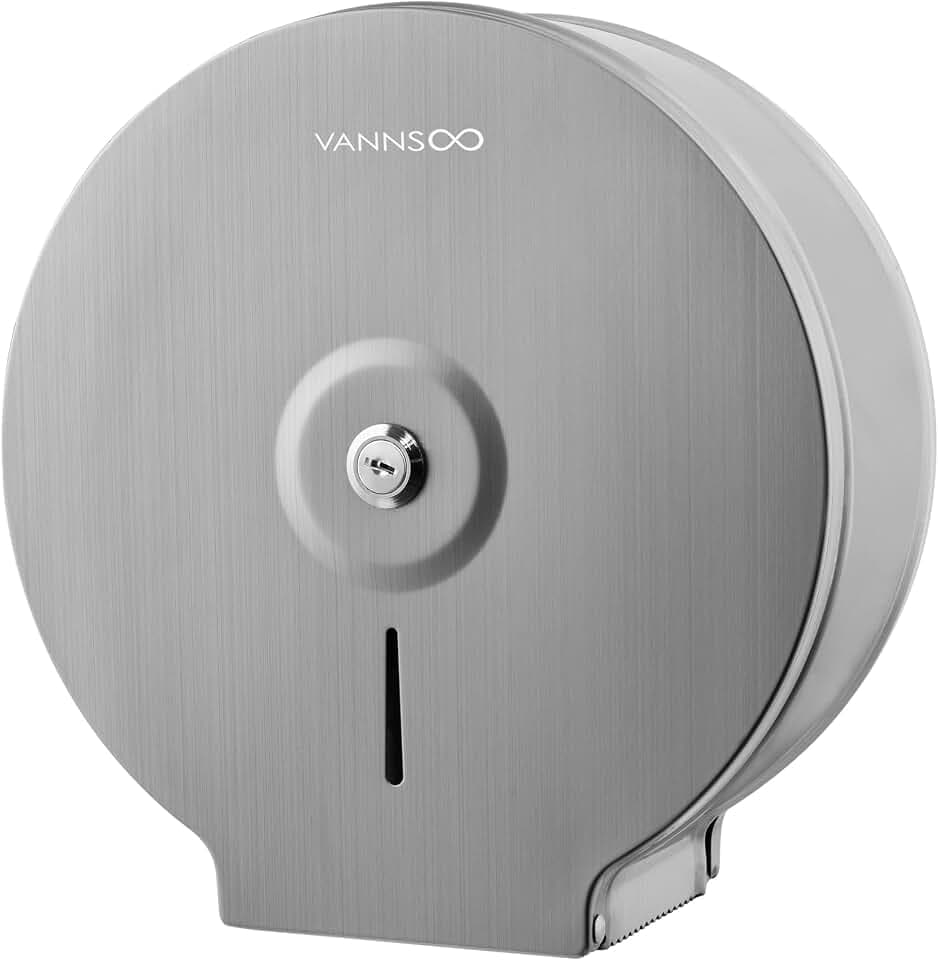 Kommerzielle Jumbo-Toilettenpapierspender, Wandhalterung, Edelstahl, 22,9 cm, Rollen-Toilettenpapierhalter, Bad-Taschentuchspender, Schlossschlüssel (gebürstet)