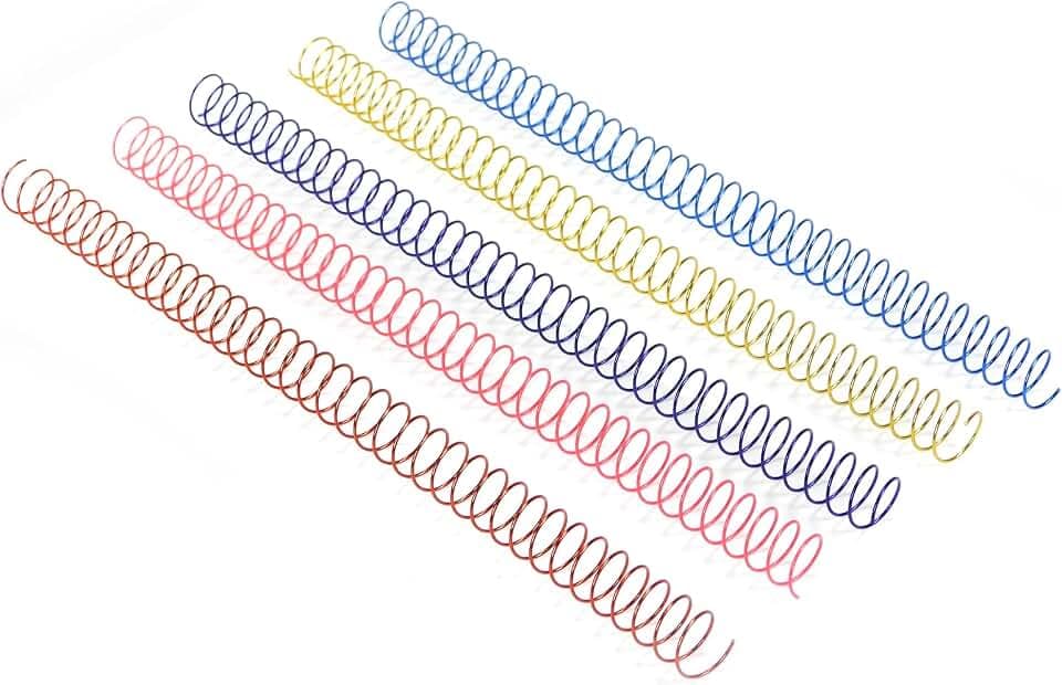RAYSON 11.1mm Spiral Wire Coil Binding, 3:1 Pitch, 7/16" Metal Coils Spiral Binding 80 Sheets Capacity, Multicolor & Pack of 100