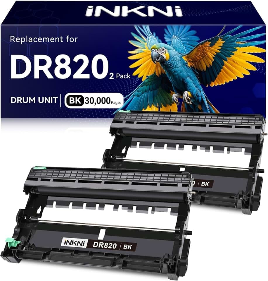 InkNI Compatible DR820 Drum Unit for Brother, Black, 2-Pack