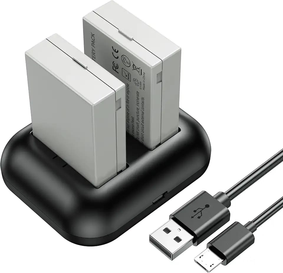ENEGON Ersatzbatterie (2er Pack) und Rapid Dual Ladegerät für Canon LP-E8 und Canon EOS Rebel T2i, T3i, T4i, T5i, 550D, 600D, 650D, 700D, Kiss X4, X5, X6, LC-E8E Digitalkamera