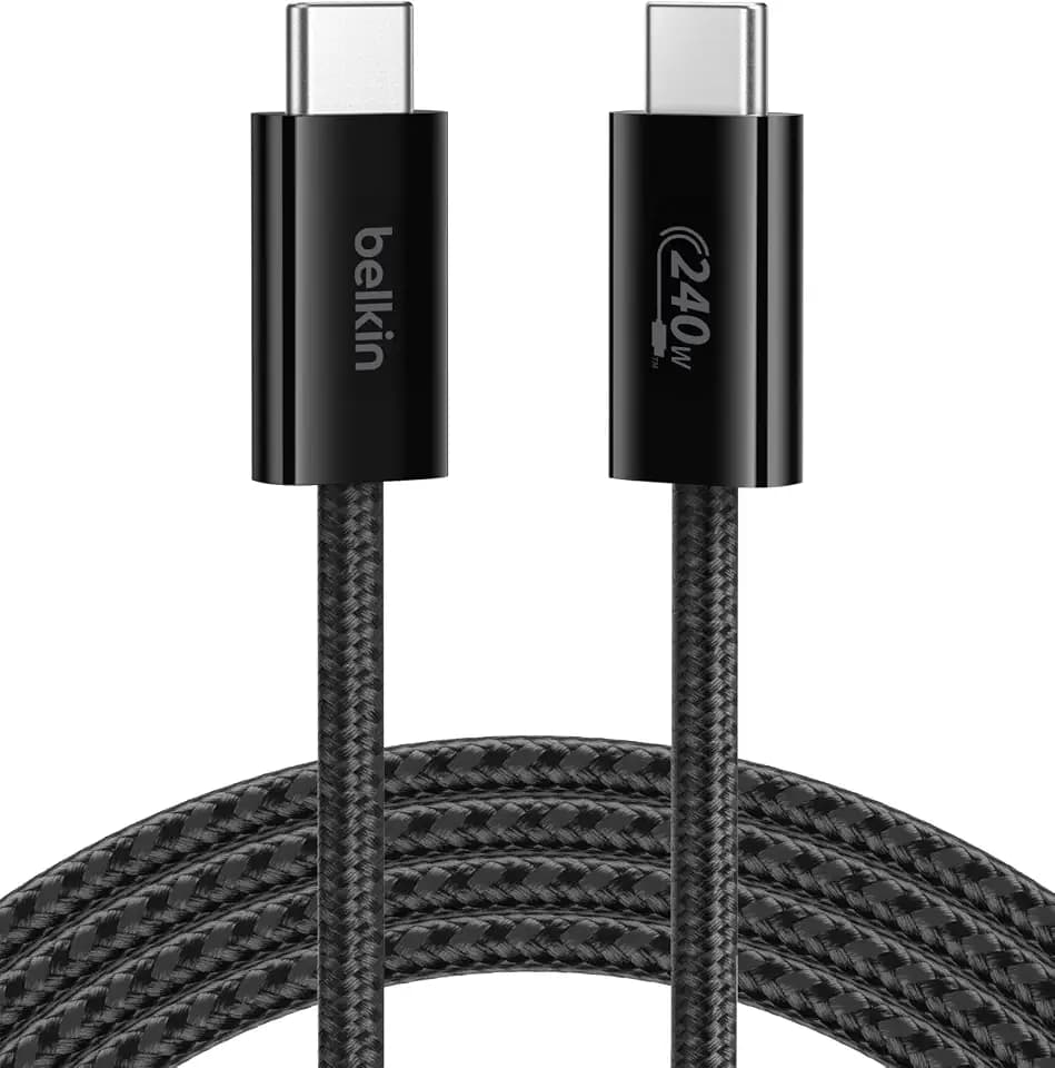 Belkin USB C to USB C 240W Braided Cable 6.6ft Fast iPhone Charger Cord