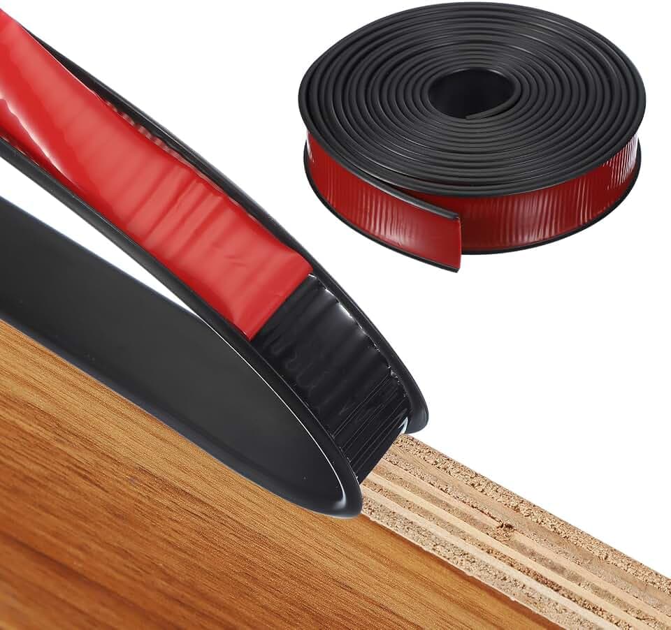 MECCANIXITY TPE U-Shape Edge Banding Self Adhesive Flexible Veneer Edging Trim 1-9/16 Inch x 20ft Furniture Edge Protector for Shelf Cabinet Table Repair Restoration (Black)