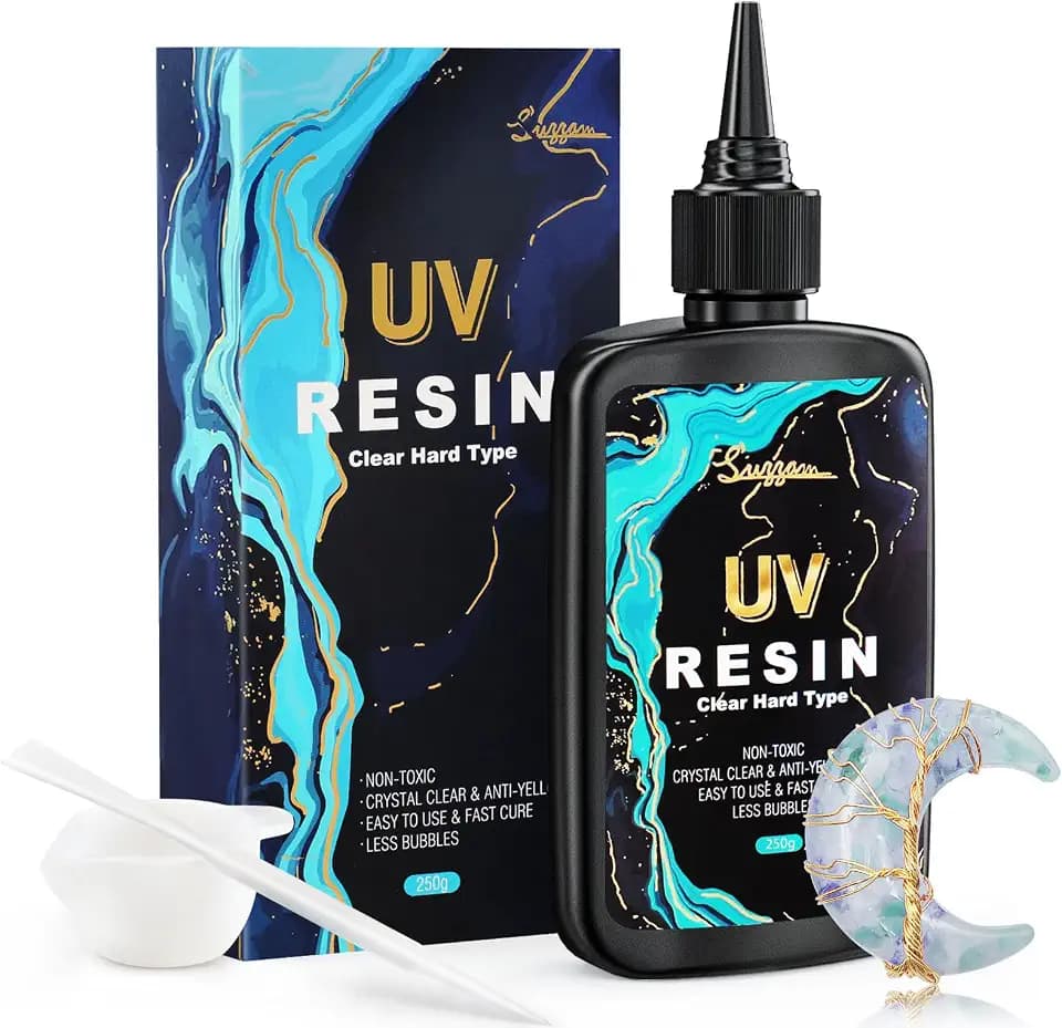 Suzzam UV Resin 250g, hartes kristallklares UV‑Harz, geruchsarm