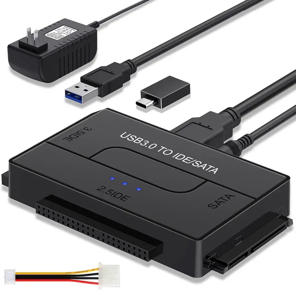 SATA IDE to USB Adapter for 2.5" 3.5" HDD SSD, 5Gbps Hard Drive Reader