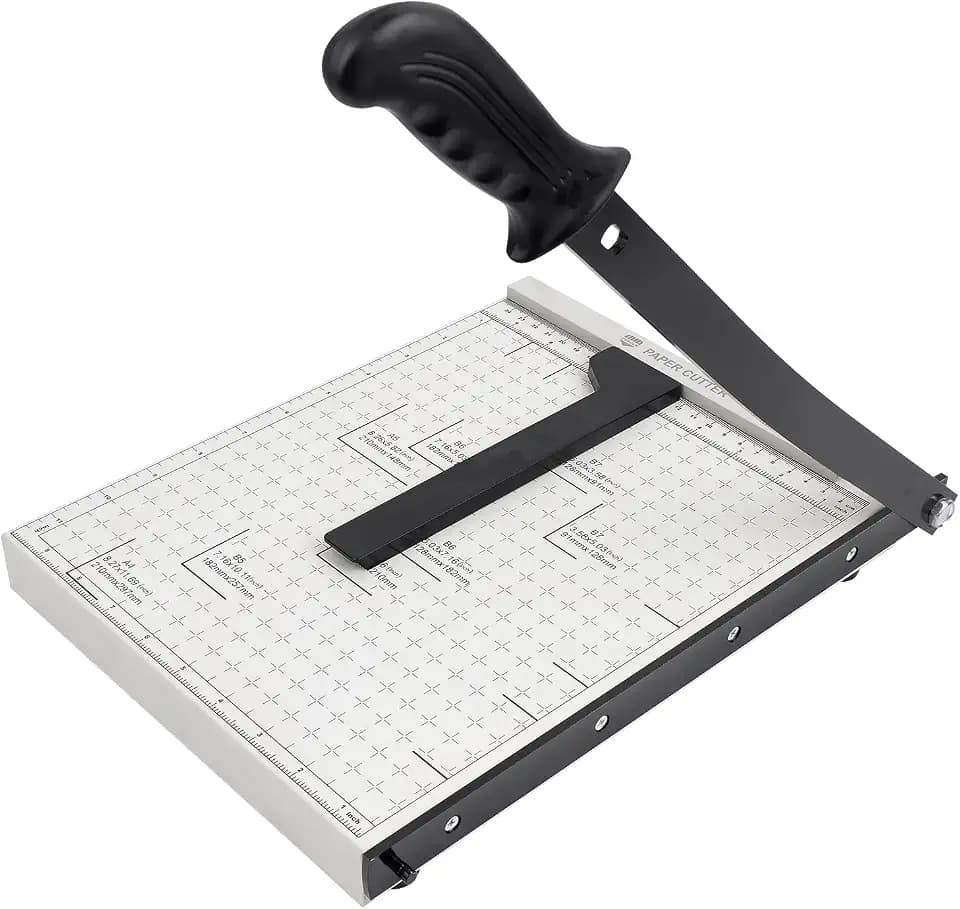 ZEQUAN 12" Heavy Duty Guillotine Cutter, Safety Lock, Metal Base, 12-Sheet