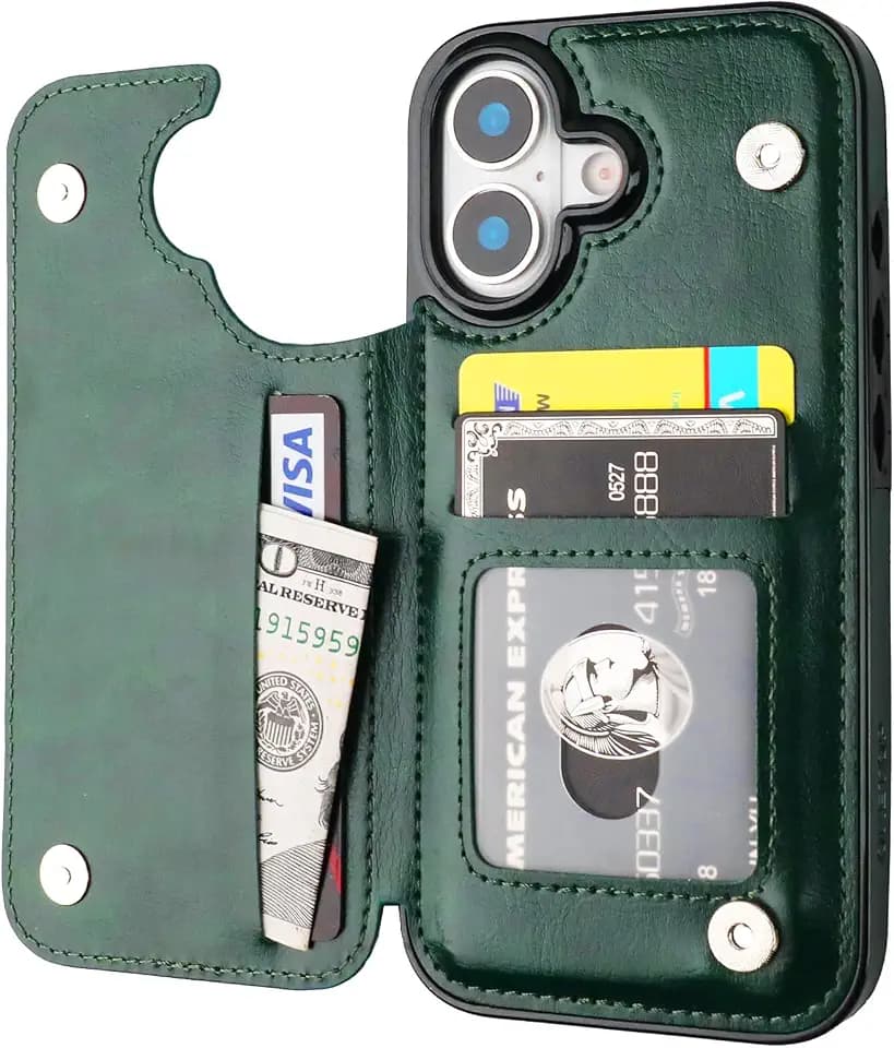 ONETOP for iPhone 17 Wallet Case with Credit Card Holder,Green